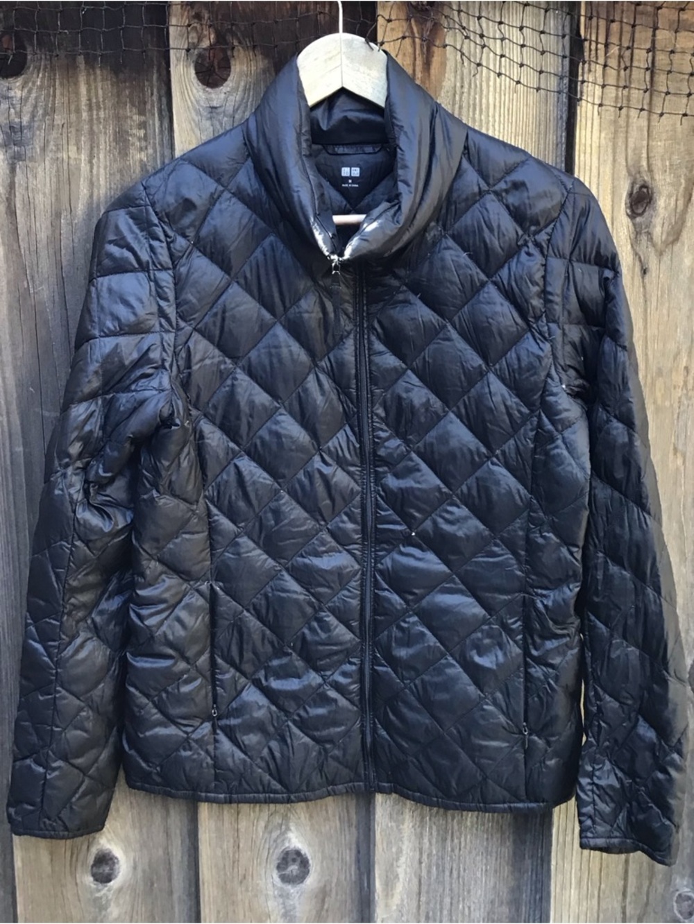 Uniqlo Ultra Light Down Puff Puffer Jacket Black Quilted Full Zip Mens Medium